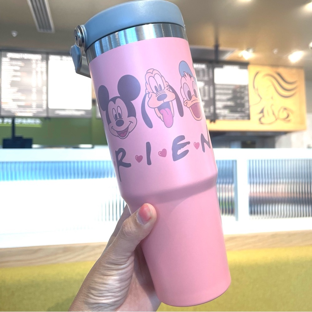 Disney Mickey Friends pink 30 oz Leakproof tumbler with hand carry handle. Brand - Picture 5 of 7